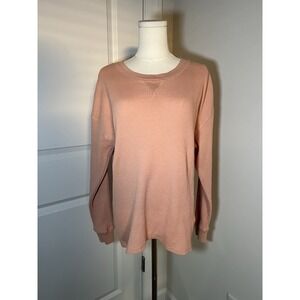 Seven7 Women's Blush Long Sleeve Crew Neck Waffle Knit Thermal Size Medium